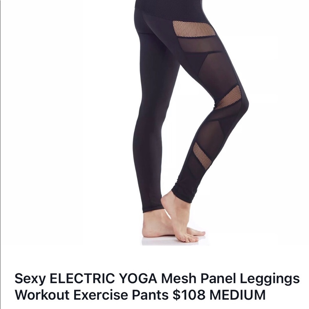 ELECTRIC YOGA LEGGINGS SMALL Gray Mesh Panels